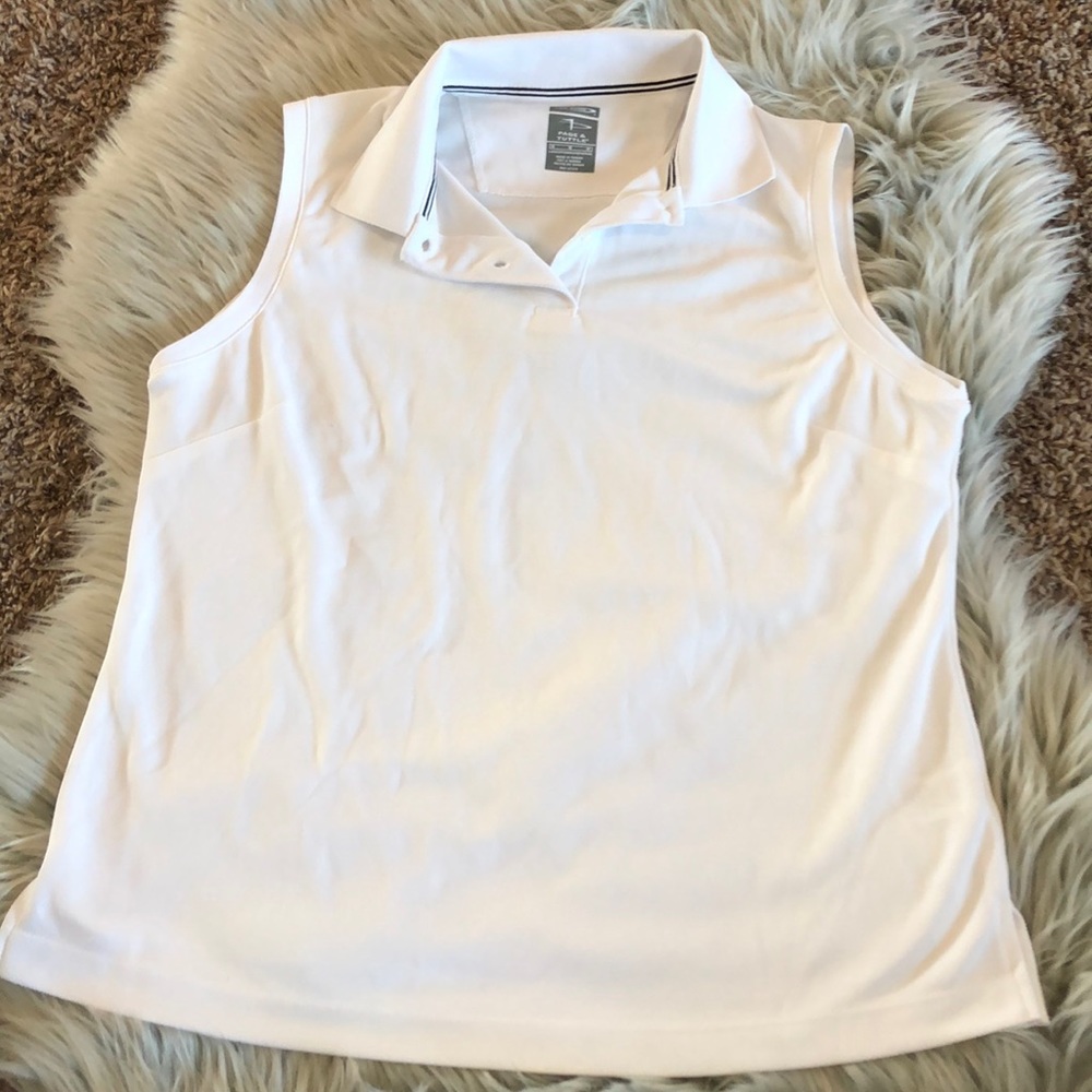 Golf Collared White Sleeveless Top